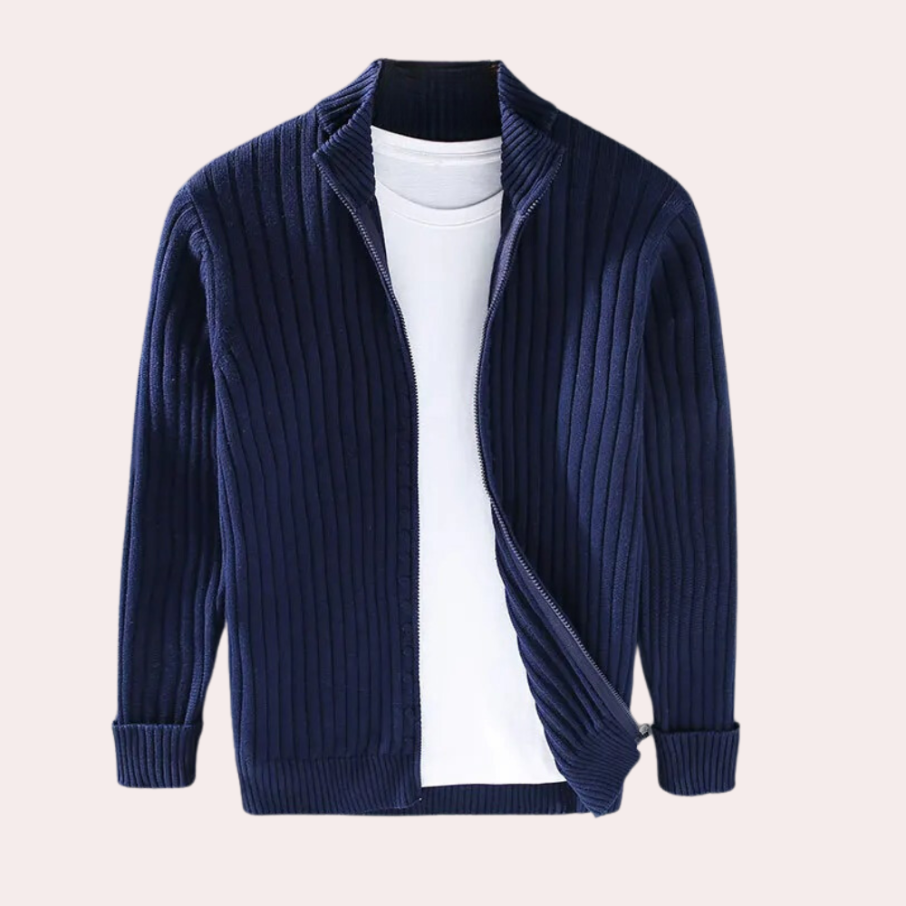 Giuseppe Regular Fit Zip Cardigan | Stand Collar Zip Cardigan