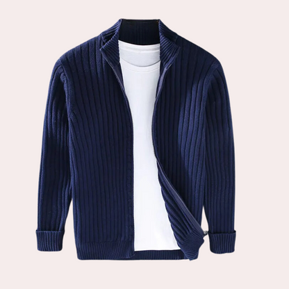 Giuseppe Regular Fit Zip Cardigan | Stand Collar Zip Cardigan