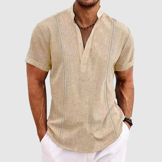 Men's casual shirt – Loose fit – Short sleeves – Breathable fabric – Buttoned placket