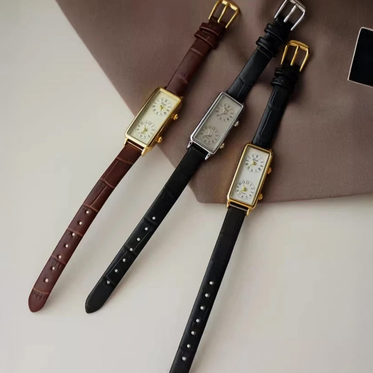 Ginevra Leather Dual Dial Watch | Roman Numerals Watch