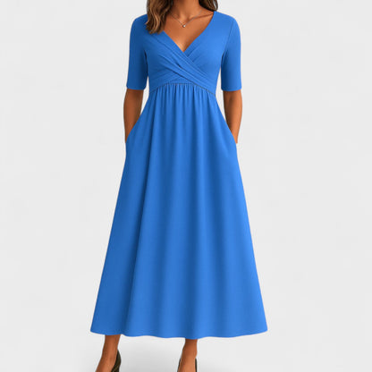 Gabriella A-Line Midi Dress | Wrap Front V-Neck Dress