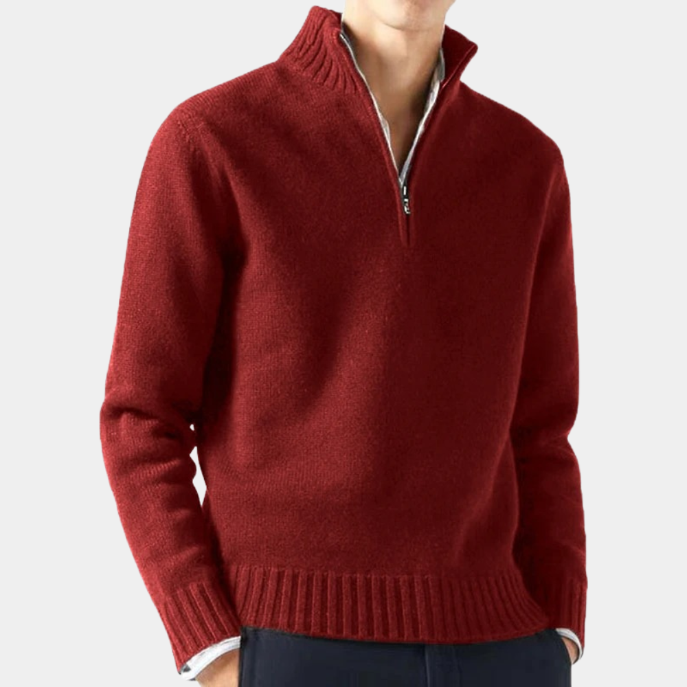 Elijah Mock Neck Quarter-Zip Sweater | Solid Quarter-Zip Sweater