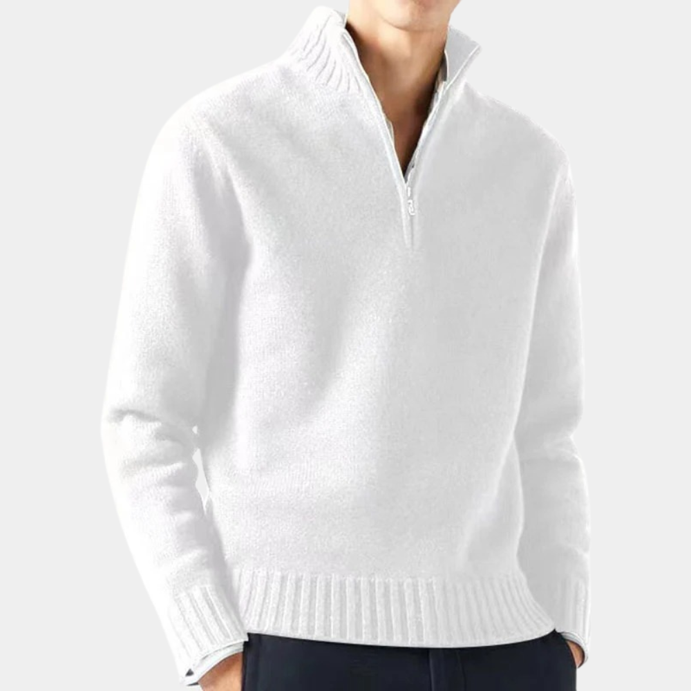 Elijah Mock Neck Quarter-Zip Sweater | Solid Quarter-Zip Sweater