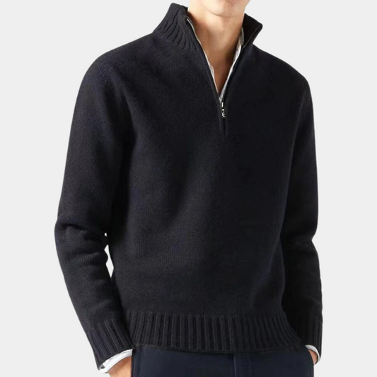 Elijah Mock Neck Quarter-Zip Sweater | Solid Quarter-Zip Sweater