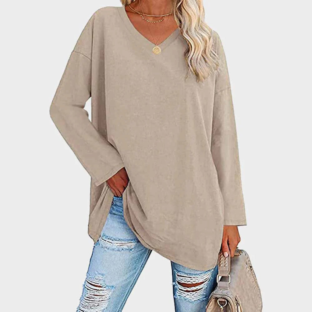 Caterina Oversized Tunic Top | V-Neck High-Low Hem Tunic Top