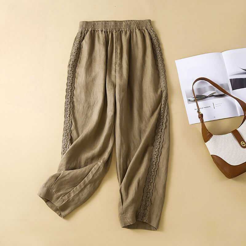 Cropped Linen Pants for Women – Easy Pull-On Comfort