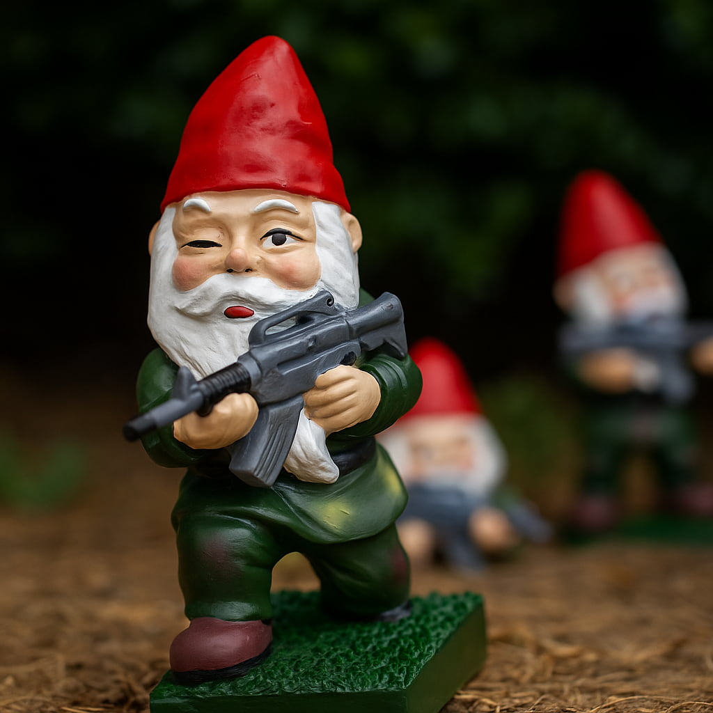 Novelty Soldier Ceramic Garden Gnome With Winking Face