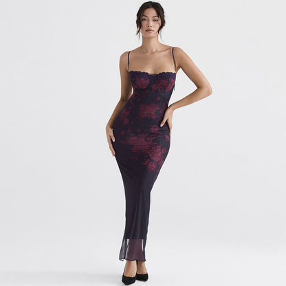 Vittoria Bodycon Maxi Dress | Floral, Sweetheart Neckline Dress