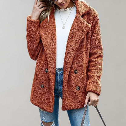 Claudia Fleece Relaxed Fit Teddy Coat | Notched Lapel Teddy Coat