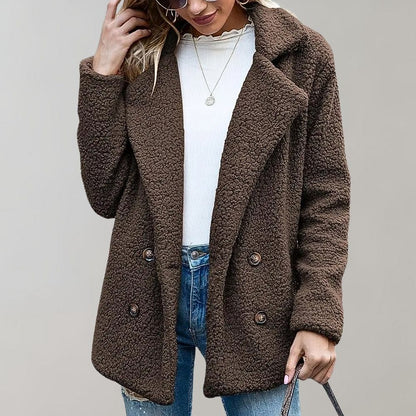 Claudia Fleece Relaxed Fit Teddy Coat | Notched Lapel Teddy Coat