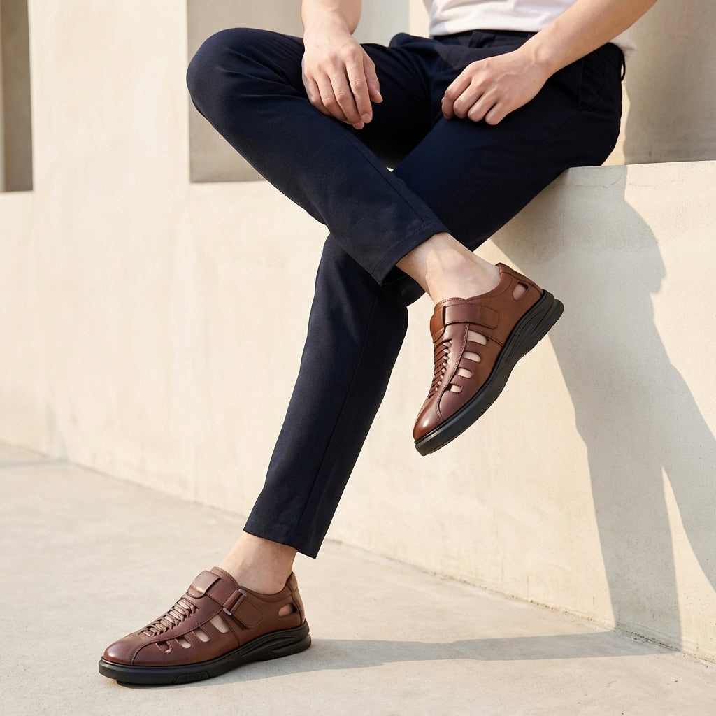 Orthopedic Closed-Toe Sandals for Men – Adjustable Comfort & Support