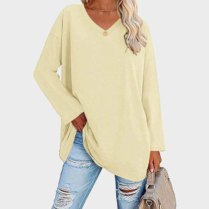 Caterina Oversized Tunic Top | V-Neck High-Low Hem Tunic Top