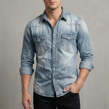 Western Distressed Shirt for Men – Casual Everyday Style