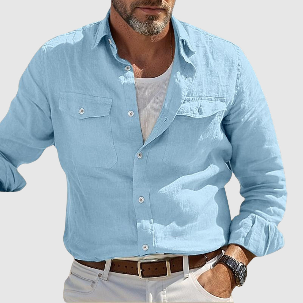 Relaxed Button-Up Shirt for Men – Breathable All-Day Comfort