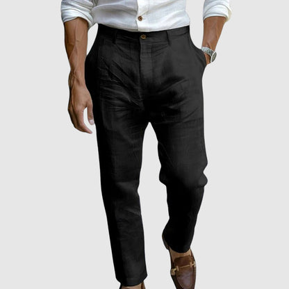 Men's trousers – Classic cut – Straight legs – Breathable fabric – Flat front