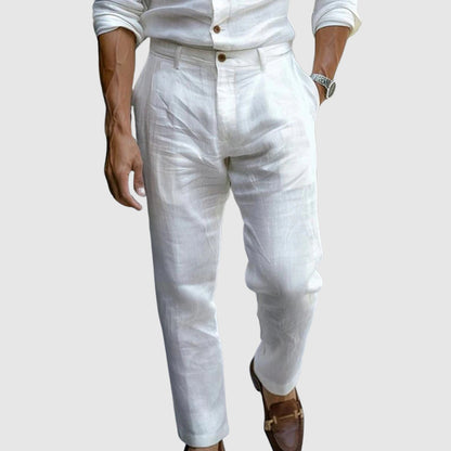 Men's trousers – Classic cut – Straight legs – Breathable fabric – Flat front