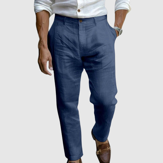 Men's trousers – Classic cut – Straight legs – Breathable fabric – Flat front