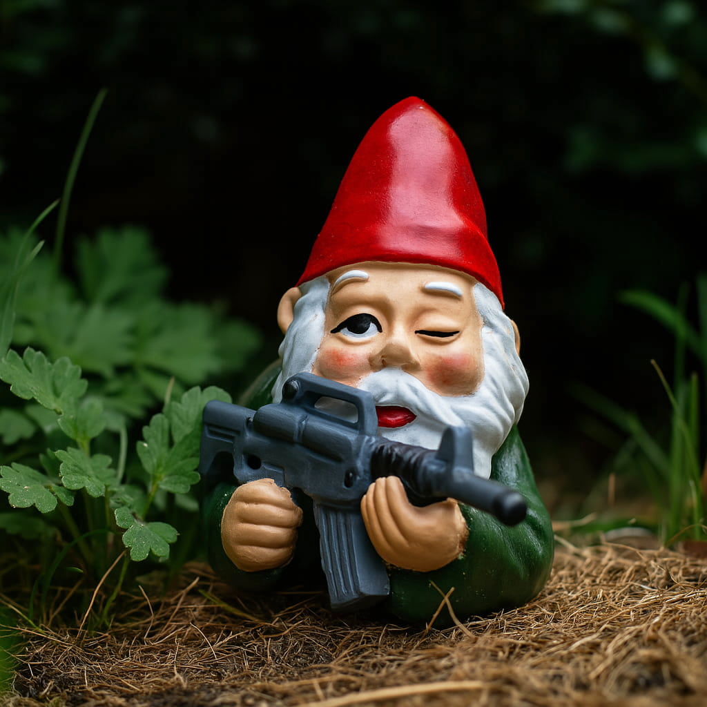 Novelty Soldier Ceramic Garden Gnome With Winking Face