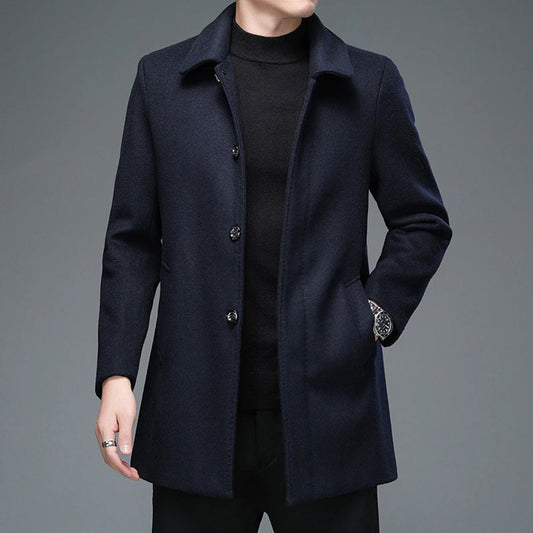 Finley Wool Regular Fit Single-Breasted Coat | Mid-Thigh Coat