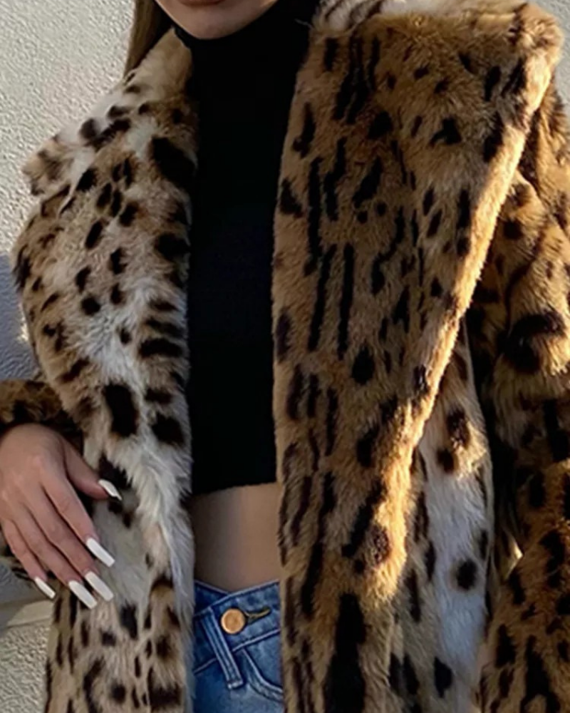Women's Coat - Faux Fur - Relaxed Fit - Notched Collar - Ankle Length