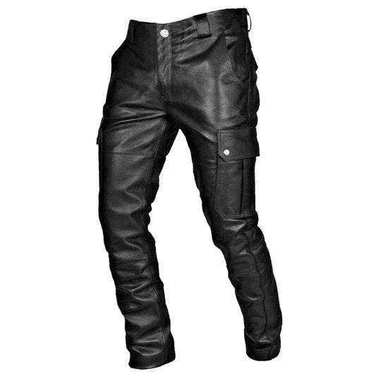 Men's Biker Pants – Faux leather – Slim fit – Functional Cargo Pockets