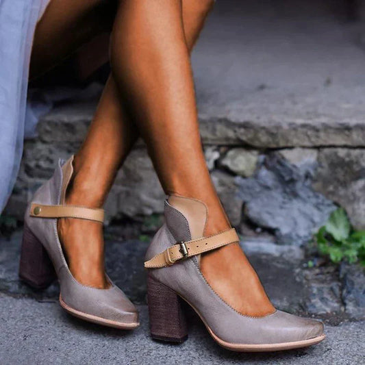 Chaussures à talons bloc femme – Bout fermé – Bride cheville – Silhouette élégante