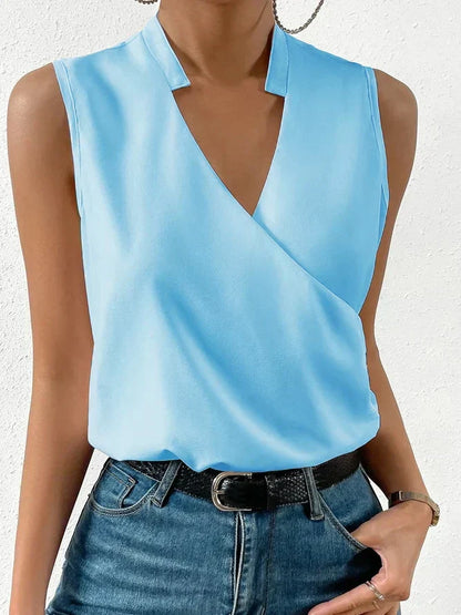 Top sleeveless woman – flowing cut – wrap neckline – soft breathable fabric