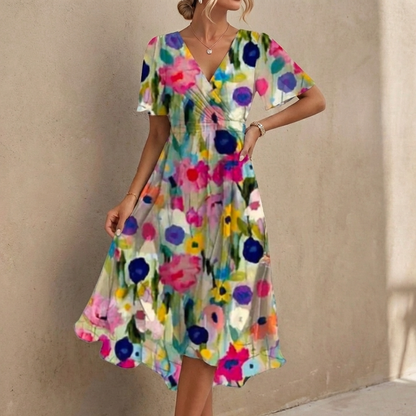 Floral Wrap Midi Dress for Women – Flattering & Elegant