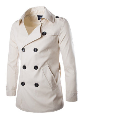 Manteau homme – Coton – Coupe ajustée – Double boutonnage – Épaulettes élégantes