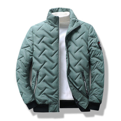 Men's quilted jacket – Slim fit – Stand-up collar – Zipped pockets – Ribbed finish