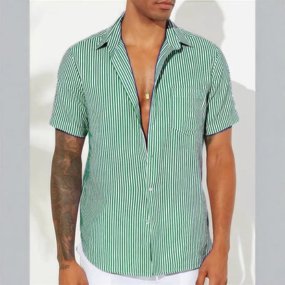 Men's striped shirt – Relaxed fit – Short sleeves – Breathable fabric