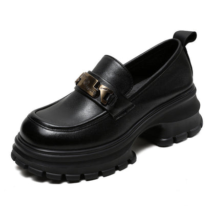 Mocassins femme – Cuir lisse – Semelle plateforme épaisse – Détail métallique élégant