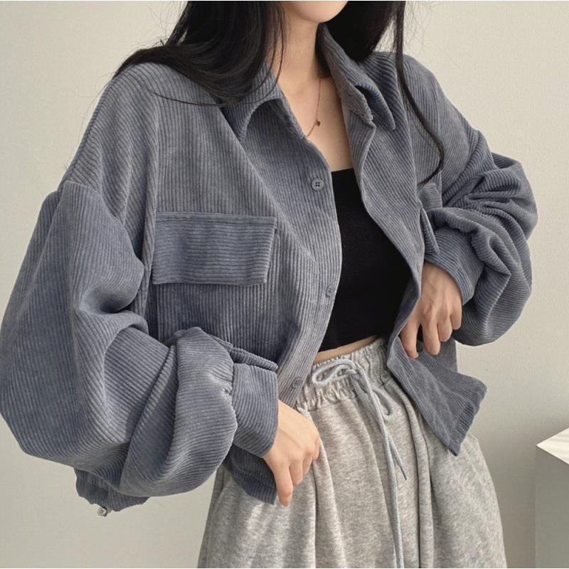 Veste chemise femme – Coupe oversize – Manches longues – Boutonnée