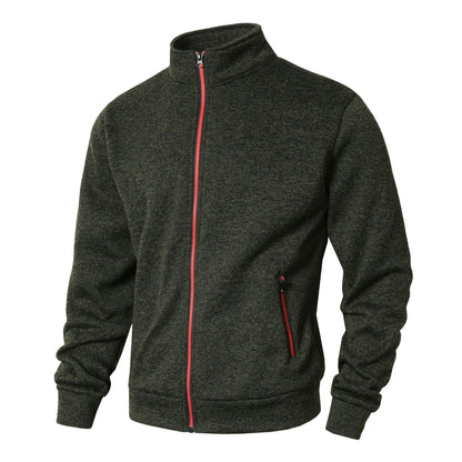 Men's zip-up jacket – Straight fit – Stand-up collar – Zipped pockets – Soft knit