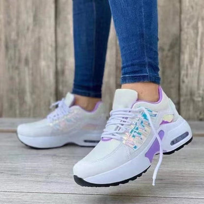 Chaussures de sport femme – Talon compensé – Maille respirante – Lacets confortables