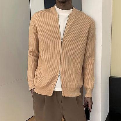 Gilet homme – Maille côtelée douce – Coupe décontractée – Fermeture zippée double