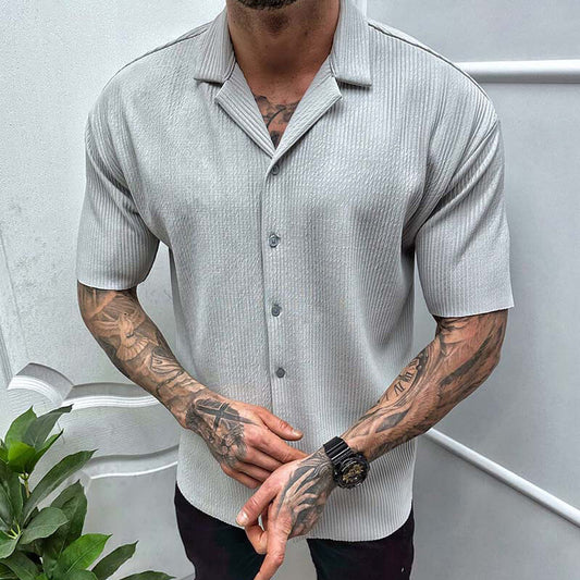 Men's short-sleeve shirt – Straight cut – Breathable fabric – Classic collar