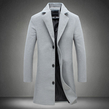 Men's mid-length coat – Slim fit – Wool-effect fabric – Tailored buttoned collar