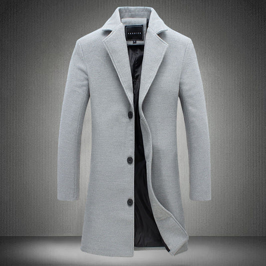 Men's mid-length coat – Slim fit – Wool-effect fabric – Tailored buttoned collar
