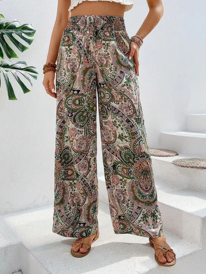 Pantalon femme large – Taille élastique – Tissu respirant – Coupe fluide confortable