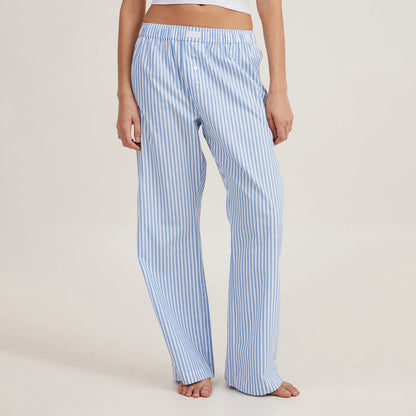 Women's lounge pants – Loose fit – Elastic waistband – Stripes – Breathable fabric