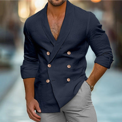 Men's cardigan jacket – Slim fit – Shawl collar – Elegant crossover style