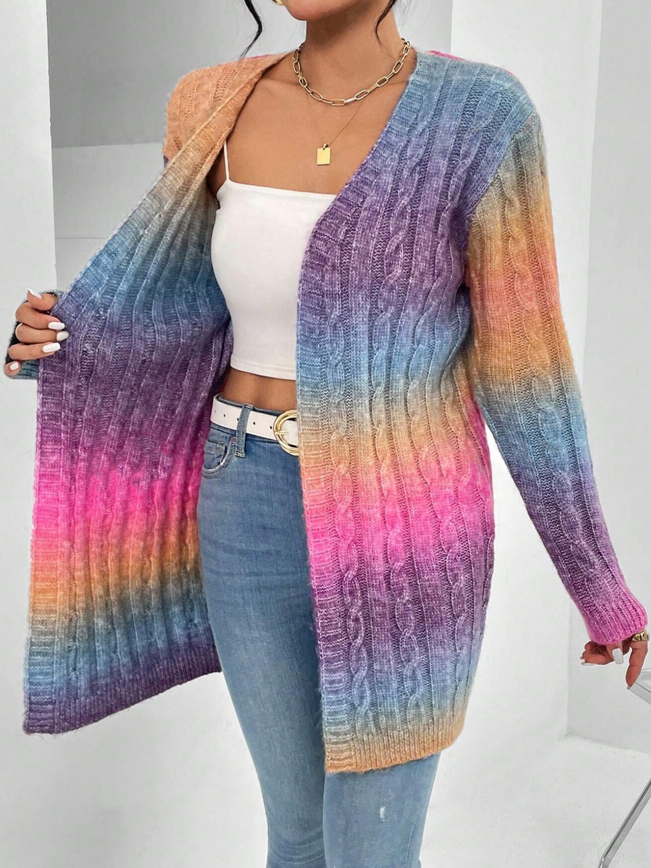 Cardigan femme – Coupe oversize – Maille douce torsadée – Longue ouverture devant