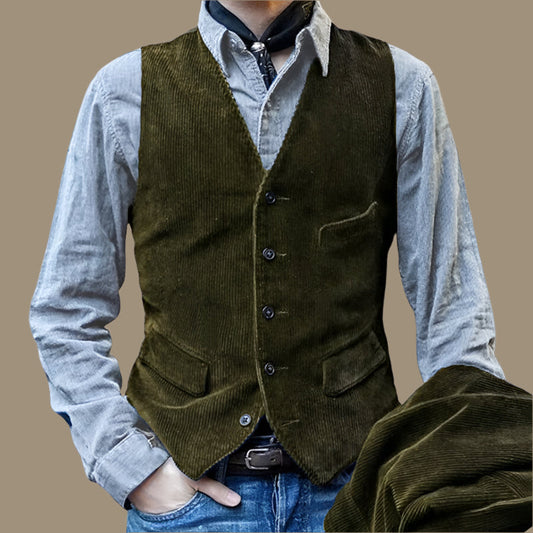 Gilet homme – Coupe ajustée – Tissu texturé – Style vintage classique – Boutons devant
