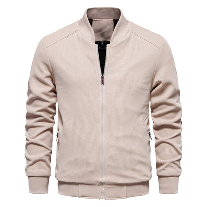 Blouson homme – Coupe slim – Tissu texturé – Fermeture zippée – Finitions côtelées
