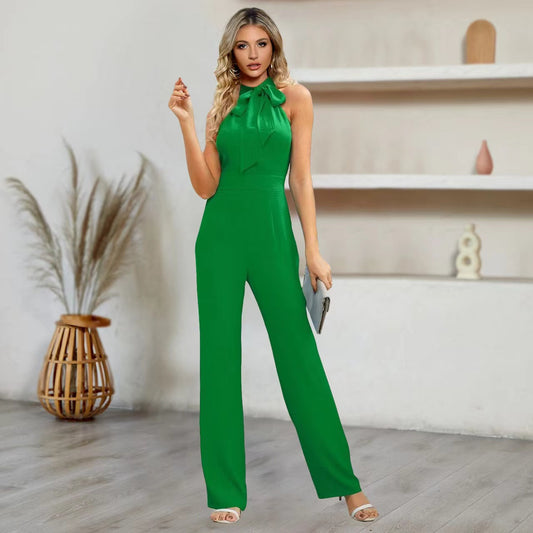 Elegant sleeveless jumpsuit with bow