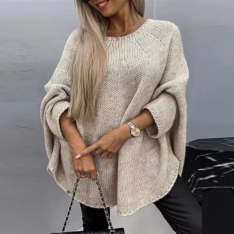 Pull cape femme – coupe oversize – maille épaisse – manches larges fluides