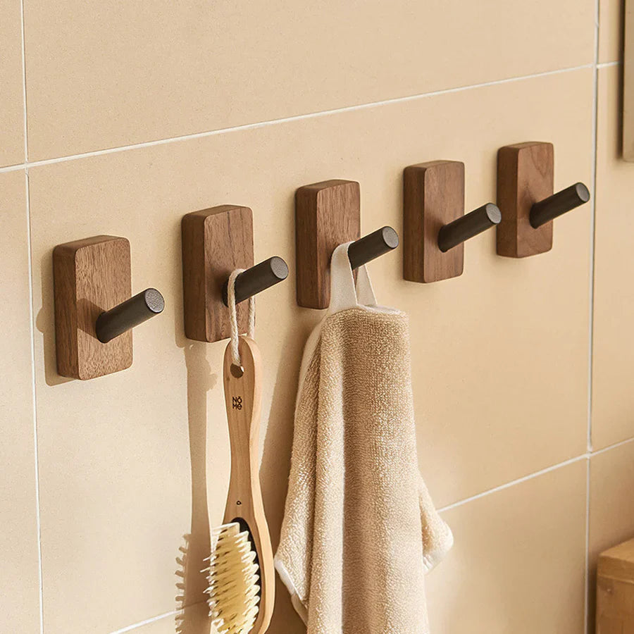 Nordic Minimalist Wall Hooks With Wood and Metal Design