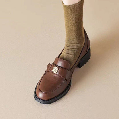 Mocassins femme – Bout rond – Bride penny détail doré – Semelle épaisse