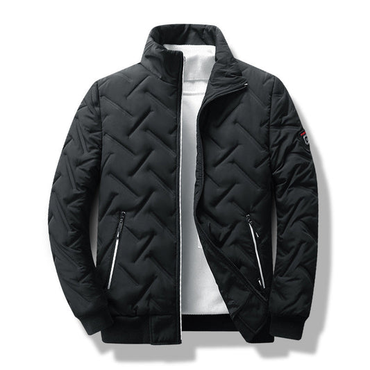 Men's quilted jacket – Slim fit – Stand-up collar – Zipped pockets – Ribbed finish
